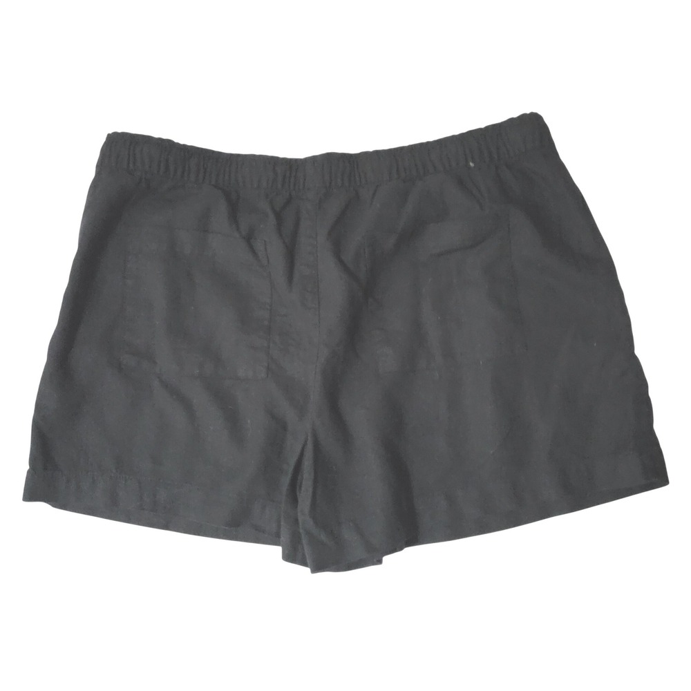 Vintage Gap Black Linen Shorts Women XL Pull On Elastic Waist Drawstring Pockets